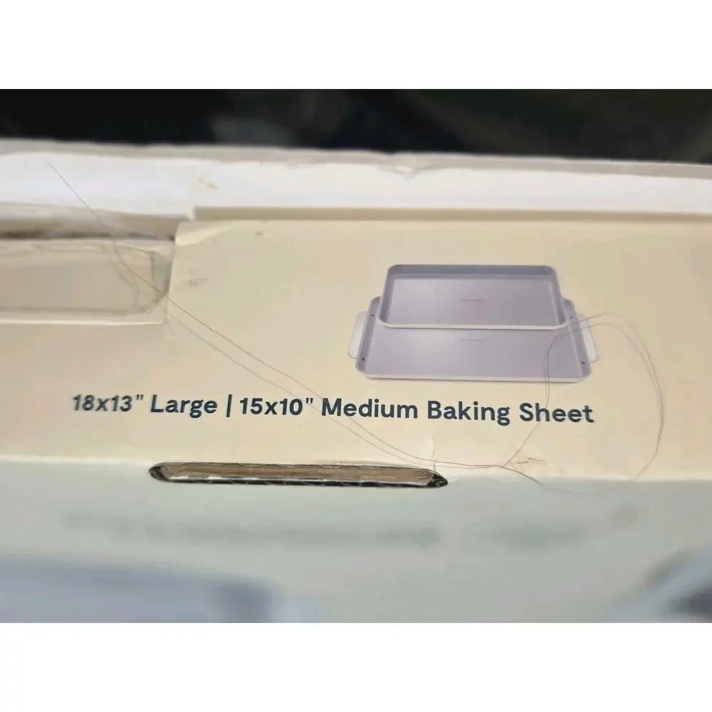 Caraway Home 2pc Duo Baking Sheet Set Cream: Nonstick Bakeware Set with